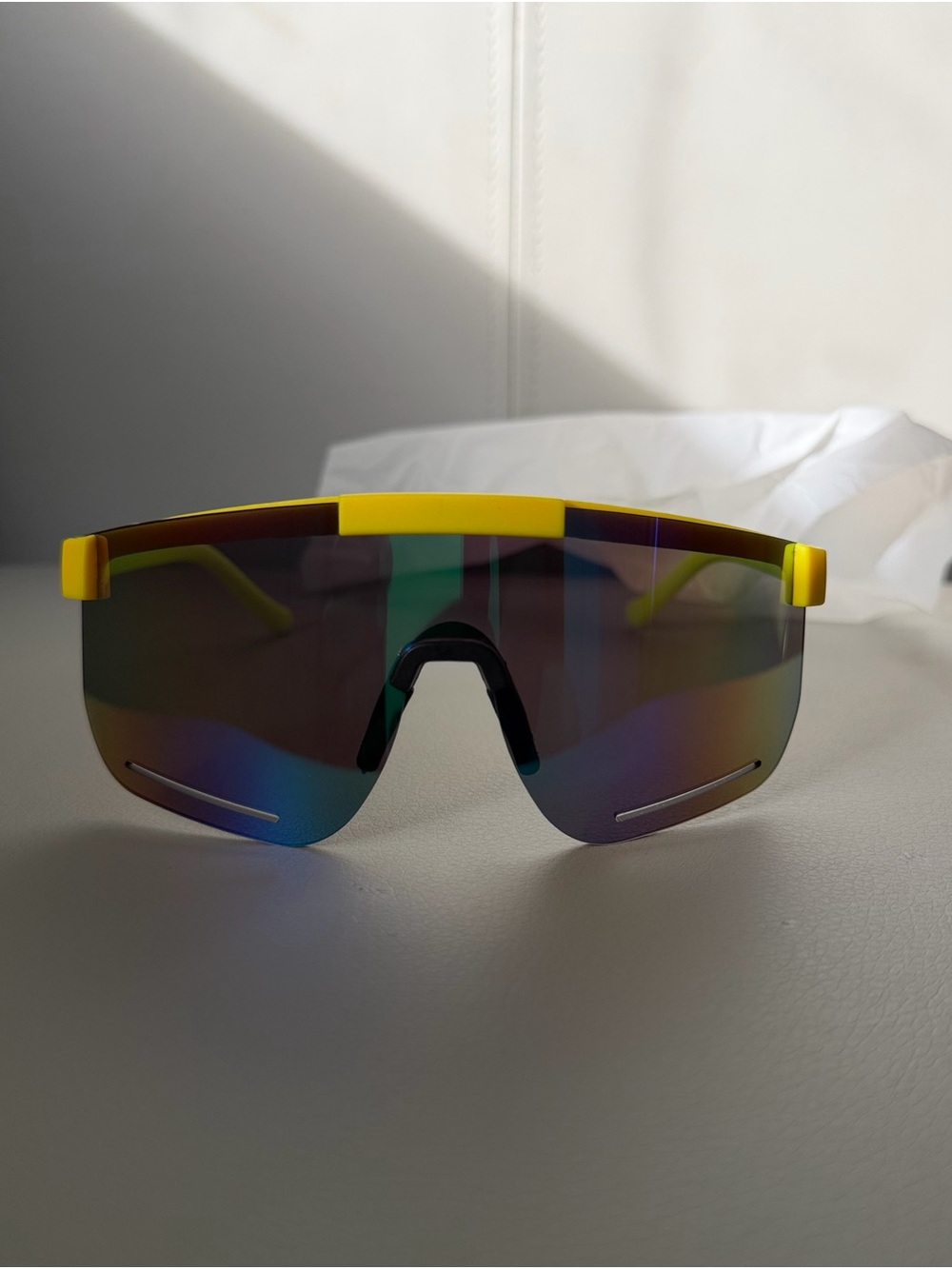 & Other Stories Yellow Shield-Style Mirrored Sports Sunglasses